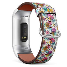 Load image into Gallery viewer, Replacement Leather Strap Printing Wristbands Compatible with Fitbit Charge 3 / Charge 3 SE - Vintage Sugar Skull and Arrows Pattern
