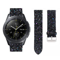Leather Band Compatible Galaxy Watch 42mm, 20mm Sport Glitter Leather Bands Replacement Wristband Strap for Samsung Galaxy 42mm/ Gear S2 Classic/Gear Sport Smartwatch (Black)