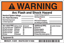 Load image into Gallery viewer, Arc Flash Labels, Adhesive, Vinyl, 4&quot; x 6&quot; x 0.004&quot;, Black/Orange/Red On White (Pack of 5)
