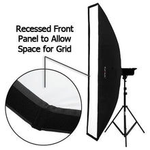 Load image into Gallery viewer, Fotodiox Pro Strip Box softbox 12&quot;x80&quot; with Speedring and Eggcrate (2x2x1.5&quot; Grid), for Speedotron Black Line 202VF, 206VF, 102, 103, 105, Brown line MW3R, MW3U, MW3UQ, M90, M90Q, M11 Strobe Flash Lig
