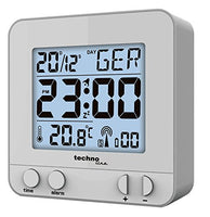 TechnoLine Radio Controlled Alarm Clock with Touch Sensor, Plastic, 8x 2.5x 3cm WT 235, Plastic, Silber, 8 x 2.5 x 8 cm
