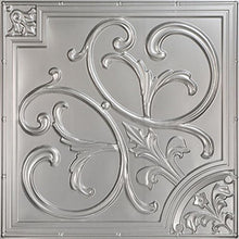 Load image into Gallery viewer, From Plain To Beautiful In Hours Lillies and Swirls-Faux Tin Ceiling Tile - Silver 25-Pack (204)
