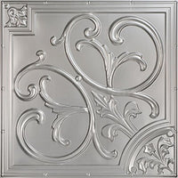 From Plain To Beautiful In Hours Lillies and Swirls-Faux Tin Ceiling Tile - Silver 25-Pack (204)
