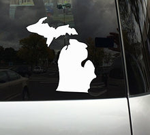 Load image into Gallery viewer, Applicable Pun Michigan State Shape - The Wolverine State - White Vinyl Decal Sticker for Car, MacBook, Laptop, Tablet and More (8 Inch)
