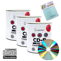 Smartbuy 300-disc 700mb/80min 52x CD-R Silver Shiny Blank Recordable Disc + Free Micro Fiber Cloth