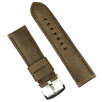 B & R Bands 24mm Brown Bomber Leather Watch Band Strap - Small Length
