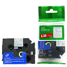 Load image into Gallery viewer, LM Tapes - Brother PT-1090 3/8&quot; (9mm 0.35 Laminated) Blue on Clear Compatible TZe P-touch Tape for Brother Model PT1090 Label Maker with FREE Tape Guide Included
