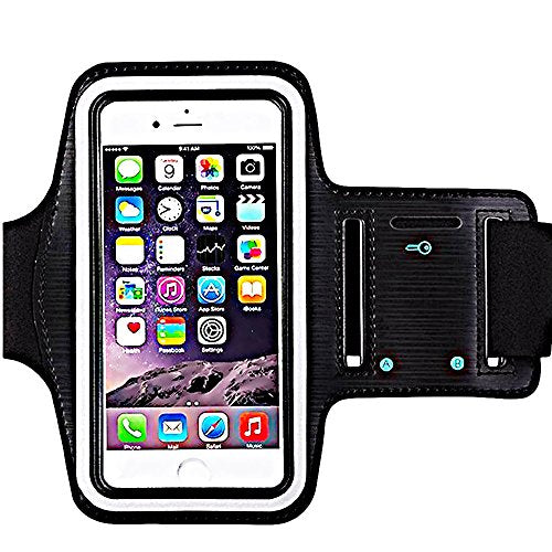 iBarbe Armband Water Resistant Sports Armband with Key Holder Night Reflective for iPhone X 8 Plus 7 Plus, 6 Plus, 6S Plus,Galaxy s8,s8+,S6/S5, Note 4 etc.Running Exercise (Black)