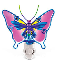 Puzzled Glass Art Night Light, Plug in Decorative Socket Lamp, Manual On & Off Portable Light for Stairway, Bedroom, Bathroom, Nursery, Home Accessory & Kitchen Decor - Butterfly