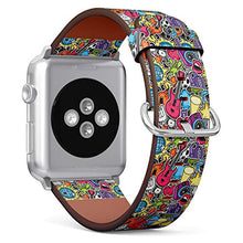 Load image into Gallery viewer, S-Type iWatch Leather Strap Printing Wristbands for Apple Watch 4/3/2/1 Sport Series (38mm) - Musical Instruments, Symbols and Bombs in Cartoon Style
