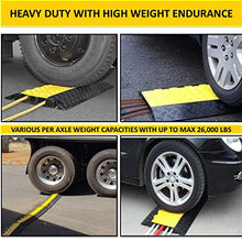 Load image into Gallery viewer, Kable Kontrol Atlas Heavy Duty Cable Protector Ramp - 2 Channel 40 Long Black &amp; Yellow  20,000 Lbs Capacity - Rubber Speed Bump and Wire Protector for Indoor &amp; Outdoor Use  CP9987
