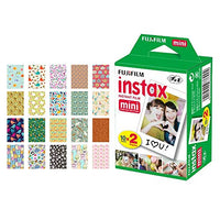 Fujifilm instax Mini Instant Film (20 Exposures) + 20 Sticker Frames for Fuji Instax Prints Animal Package