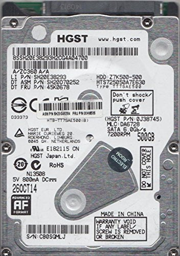 Hitachi HTS725050A7E630 500.0GB 7200RPM 2.5 7MM SATA HARD DRIVE