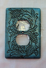 Load image into Gallery viewer, Floral Tooled Turquoise Switch Plate Cover
