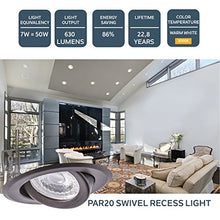 Load image into Gallery viewer, Nadair PR378L-SWORB LED Recessed Light Swivel Spotlight Dimmable Downlight-PR378L-SWORB C Rated-3000K Warm White PAR20 630 Lumens Bulb (50 Watts Equivalent) Included, 4 inch, OIL RUBBED BRONZE
