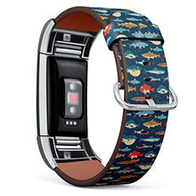 Load image into Gallery viewer, Replacement Leather Strap Printing Wristbands Compatible with Fitbit Charge 2 - Underwater Sea Fishes Pattern

