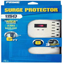 Load image into Gallery viewer, Prime Wire and Cable PB 002130 8-Outlet 1150-Joule Surge Protector with Alarm and 6-Foot Cord
