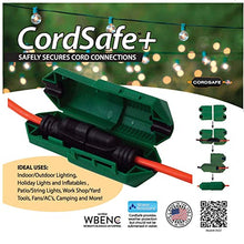 Load image into Gallery viewer, CordSafe Extension Cord Plug Protective Safety Cover, Water-Resistant Indoor Outdoor, Keep Cords Connected, Patio Bistro String Lights Holiday Lights Christmas Lights Power Tools Fans 20pk Green
