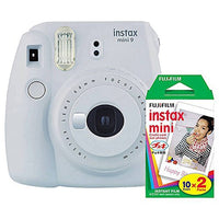 Fujifilm Instax Mini 9 (Smokey White) Instant Camera with Mini Film Twin Pack