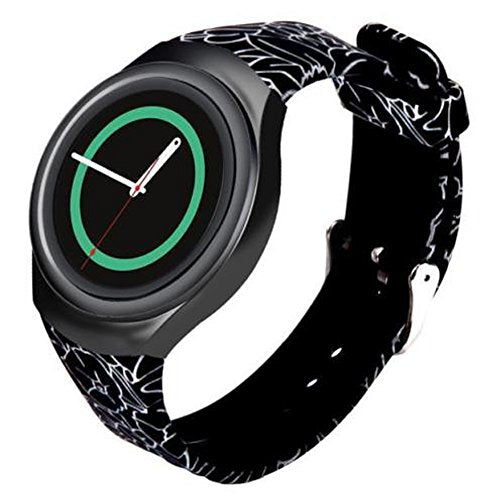 for Samsung Gear S2 Watch Band - Soft Silicone Sport Replacement Band for Samsung Gear S2 Smart Watch SM-R720 SM-R730 Version Black Flower
