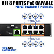 Load image into Gallery viewer, Bv Tech 9 Port Po E+ Switch (8 Po E+ Ports | 1 Uplink Port) â?? 120 W â?? 802.3af/At
