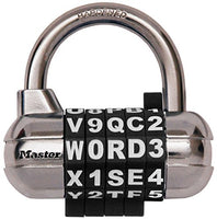 Master Lock Padlock, Set Your Own WORD Combination Lock, 2-1/2 in. Wide, Black, 1534DBLK
