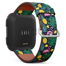 Load image into Gallery viewer, Replacement Leather Strap Printing Wristbands Compatible with Fitbit Versa - Flamingo Pineapple Floral Pattern
