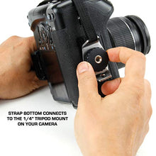 Load image into Gallery viewer, USA GEAR Professional Camera Grip Hand Strap with Black Neoprene Design and Metal Plate - Compatible with Canon , Fujifilm , Nikon , Sony and more DSLR , Mirrorless , Point &amp; Shoot Cameras
