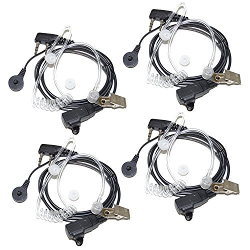 HQRP 4-Pack 2 Pin Acoustic Tube Earpiece Headset Mic for Kenwood TK-3230, TK-3230XLS, TK-3302, TK-3312 UV Meter