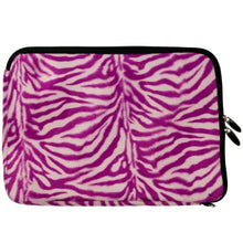 Load image into Gallery viewer, Magenta Zebra Print Fur Sleeve Cover Polyester Fur Design Cover Sleeve Carrying Case with Front Accessory Pocket, Fits Anywhere, for Asus ASUSPRO Business Advanced B53F 15.6 inch Laptop
