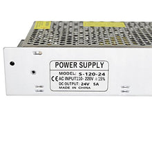 Load image into Gallery viewer, Aiposen 110V/220V AC to DC 24V 5A 120W Switch Power Supply Driver,Power Transformer for CCTV Camera/Security System/LED Strip Light/Radio/Computer Project(24V 5A)
