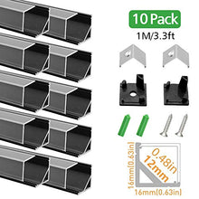 Load image into Gallery viewer, LED Aluminum Channel with Clear Cover, LightingWill 10 Pack 3.3Ft/1M V Shape Corner Mounted (Section Size:0.63&quot; x 0.63&quot;) Anodized Black Channel System for &lt;12mm LED Strip Lights with Caps + Clips V01
