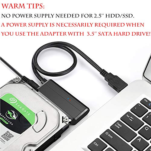 USB 3.0 to SATA III Adapter for 2.5 3.5 SSD HDD Hard Drive with 12V/2A  Power