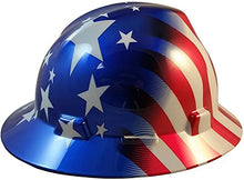 Load image into Gallery viewer, Msa Full Brim Patriotic Hard Hat With American Stars And Stripes Hard Hats   One Touch Suspensionâ 

