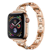 Yolovie Stainless Steel Band Compatible for Apple Watch Bands 40mm 38mm Women Rhinestone Bling Wristband Metal Bracelet Sport Strap with Removal Links for iWatch Series 5 4 3 2 1 - Rose Gold