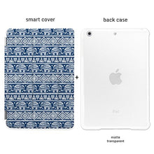 Load image into Gallery viewer, CasesByLorraine Apple New iPad 9.7&quot; (2017) Case, Navy Aztec Pattern Elephant Print Stylish Smart Cover for New iPad 9.7 inch (2017) with auto Sleep &amp; Wake Function - P29
