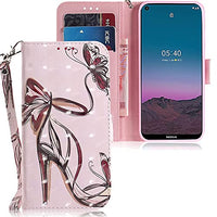 EMAXELER Samsung Galaxy S9 Case 3D Creative Cartoon Pattern PU Leather Flip Wallet Case Kickstand Credit Cards Slot Stand Case Cover for Samsung Galaxy S9 Butterfly High Heels TX.