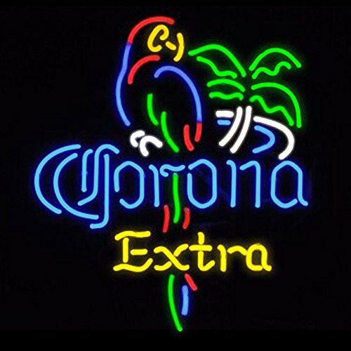 FS Neon Sign Corona Extra Parrot Bird Right Palm Tree Handcrafted Real Glass Tube Neon Sign Neon Light Neon Beer Sign Beerbar Sign19x15
