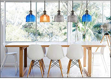 Load image into Gallery viewer, Swag Plug-in Handmade Glass Pendant Lamp 15 Foot Black Cord with On/Off UL Certification Dimmable Blue Glass Baroque Stytle Hanging Swag Lamp no Wiring Needed Bulb Not Included
