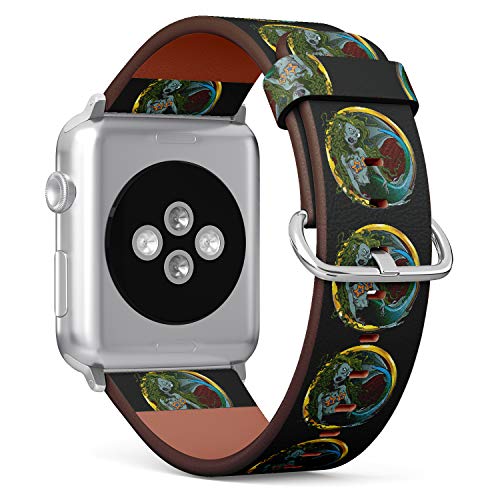 S-Type iWatch Leather Strap Printing Wristbands for Apple Watch 4/3/2/1 Sport Series (38mm) - Scary Zombie Mermaid