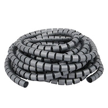 Load image into Gallery viewer, Aexit Flexible Spiral Electrical equipment Tube Cable Wire Wrap Gray Manage Cord 15mm Dia x 6.5 Meter Long with Clip
