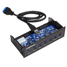 Load image into Gallery viewer, Kingwin Front Panel USB 3.0 Hub 7 Port Include One Fast Charging USB 2.1A Charging Port.  For PC, USB Flash Drives, Transfer Speed up to 5 Gbps, Fits any 5.25&quot; Computer Case Front Bay
