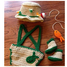 Load image into Gallery viewer, Newborn Photography Props Baby Photo Shoot Outfits Crochet Fishing Fisherman &amp; Fish Hat Diaper Shoes
