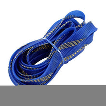 Load image into Gallery viewer, Aexit 16mm Dia Tube Fittings Tight Braided PET Expandable Sleeving Cable Wrap Sheath Golden Microbore Tubing Connectors Blue 5M
