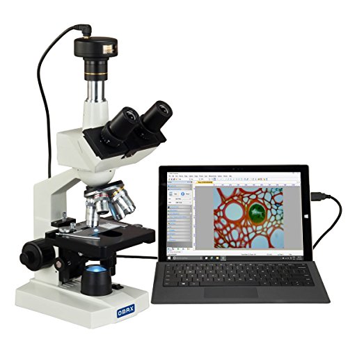 OMAX 40X-2000X Digital Lab Trinocular Compound LED Microscope with 1.3MP Digital Camera and Double Layer Mechanical Stage