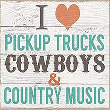 Load image into Gallery viewer, I Heart Cowboys Wood 6x6 Box CW Sign by Sixtrees -
