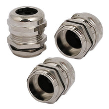 Load image into Gallery viewer, Aexit M25x1.5mm Thread Transmission 6mm Dia 3 Holes Metal Cable Gland Joint Silver Tone 3pcs
