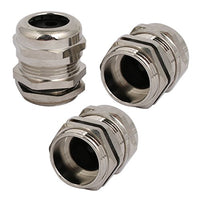 Aexit M25x1.5mm Thread Transmission 6mm Dia 3 Holes Metal Cable Gland Joint Silver Tone 3pcs