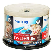 Load image into Gallery viewer, Philips White Inkjet Printable 16X DVD+R Media 50 Pack in Cake Box (DR4I6B50F/17)
