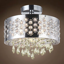 Load image into Gallery viewer, Limited Edition 3 Light 12&quot; Semi Flush Mount w/ Golden Teak European Crystal

